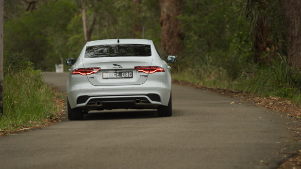 Jaguar XE P300 AWD Black 2022 rear dynamic