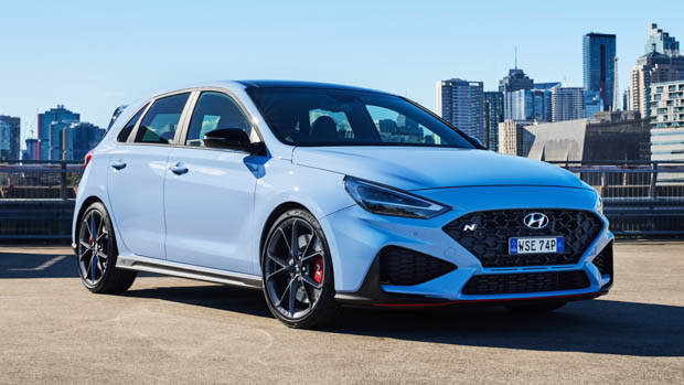 2021 Hyundai i30 N blue hatch front 3/4