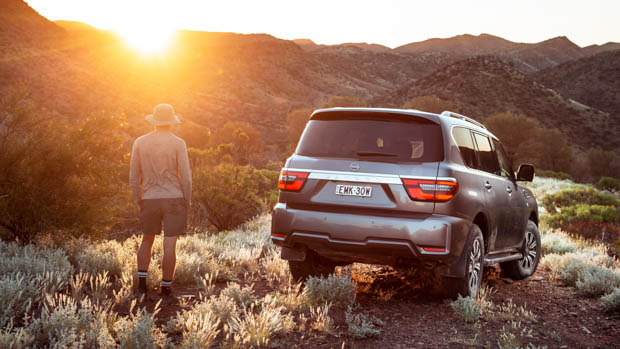 2022 Nissan Patrol rear shot sunset