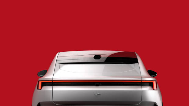 Polestar 4 rear attitude crimson background