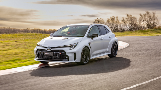 Toyota GR Corolla Morizo Edition 2023 utilizing front 3/4