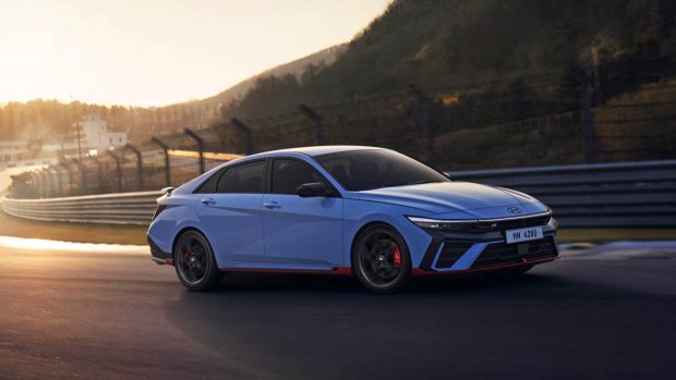 2024 Hyundai i30 Sedan N facelift heading within the suitable direction using blue automobile