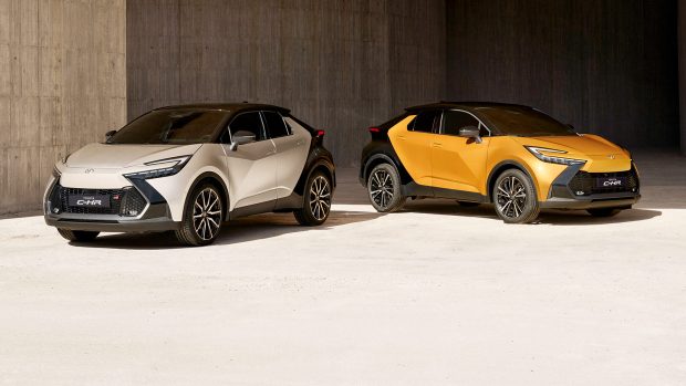 Two 2023 Toyota C-HR shrimp SUVs