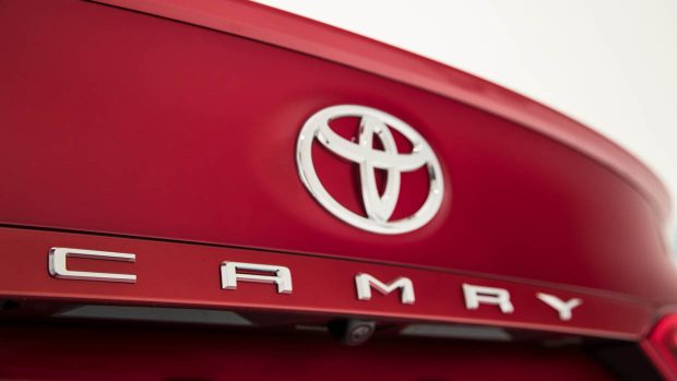 Toyota Camry rear badging red automobile