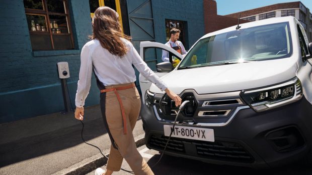 2024 Renault Kangoo E-Tech charging on aspect highway with folk