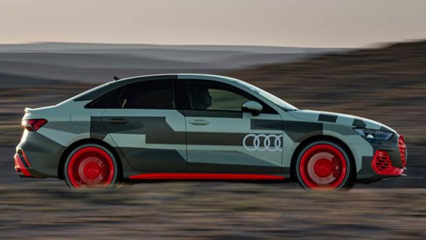 2025 Audi S3 prototype driving shot facet angle