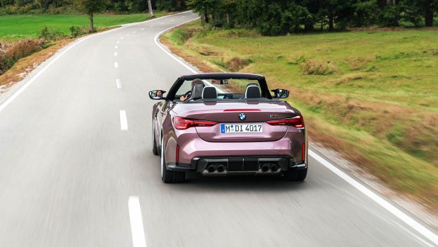 2024 BMW M4 Opponents xDrive convertible rear attitude driving shot