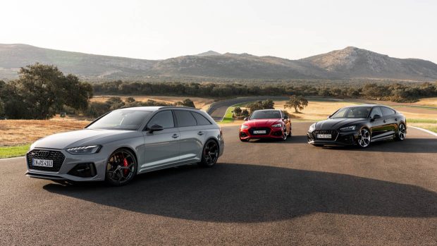 2024 Audi RS autos with competitors pack wide angle image static