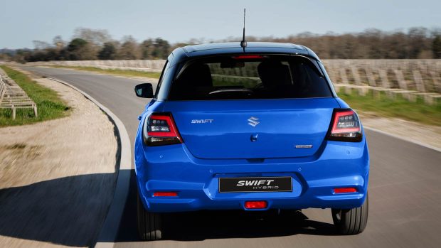 2024 Suzuki Swift hybrid rear angle utilizing shot