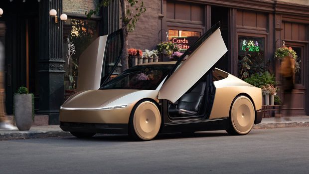 2025 Tesla Robotaxi entrance 3/4 doors commence